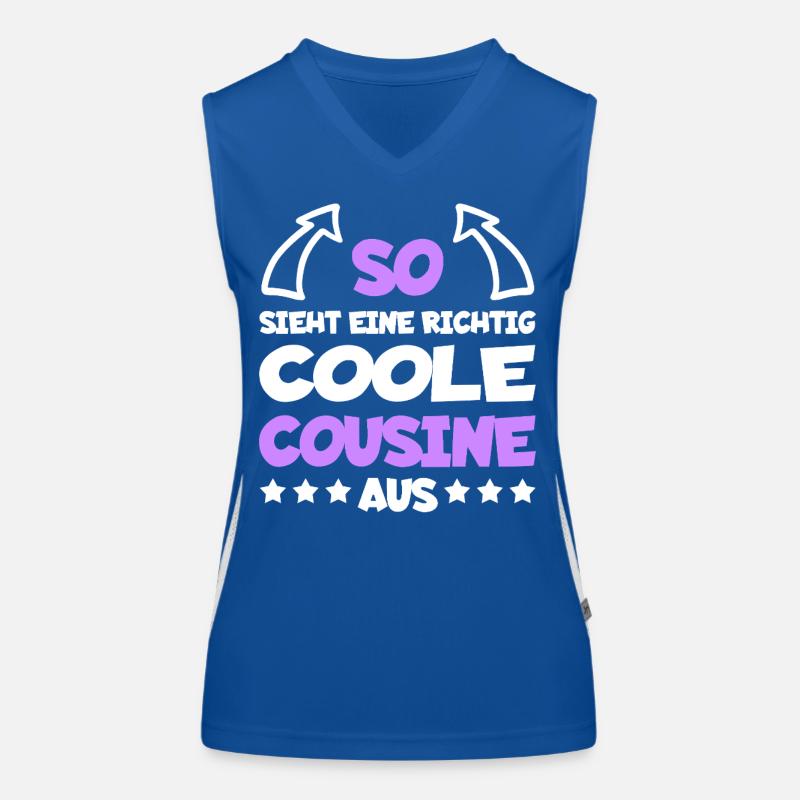 Richtig Coole Cousine Lustiger Spruch Geschenk Funktionelles Kontrast-Tank Top für Frauen