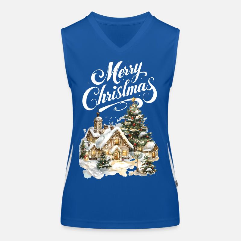 Winterdorf Weihnachtstraum Szene Funktionelles Kontrast-Tank Top für Frauen