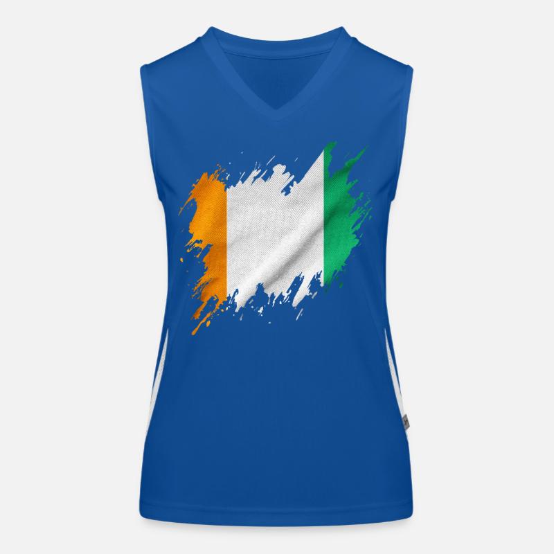 Ivory Coast flag in torn style Women's Functional Contrast Tank Top