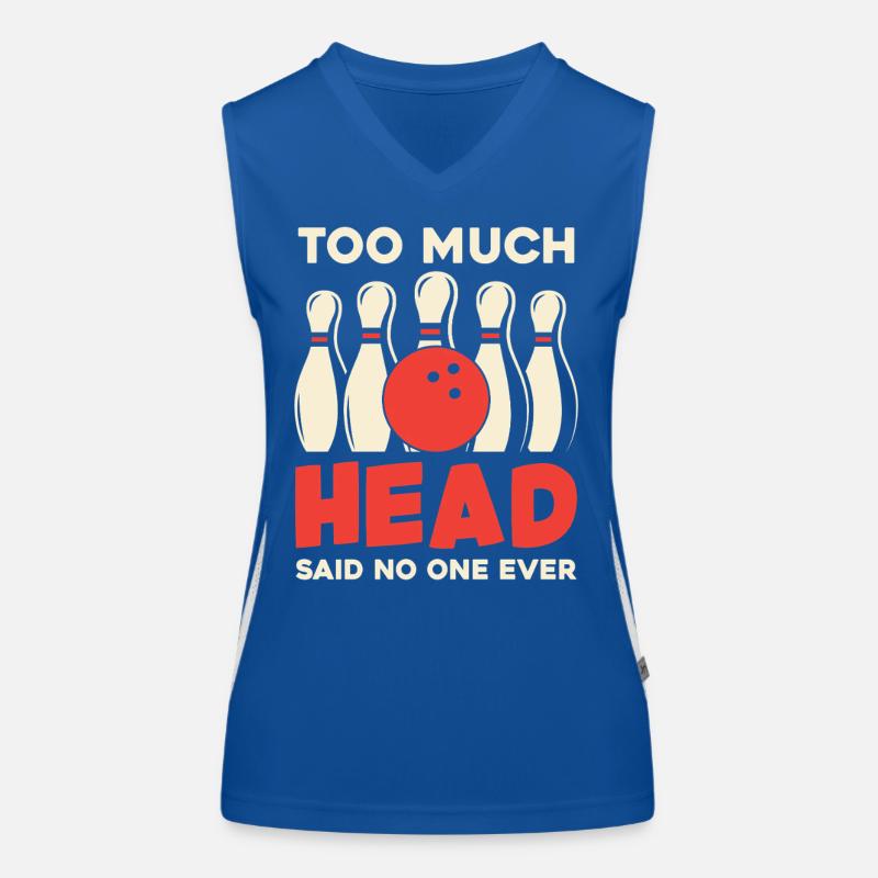 Bowling Humor Too Much Head Women's Functional Contrast Tank Top