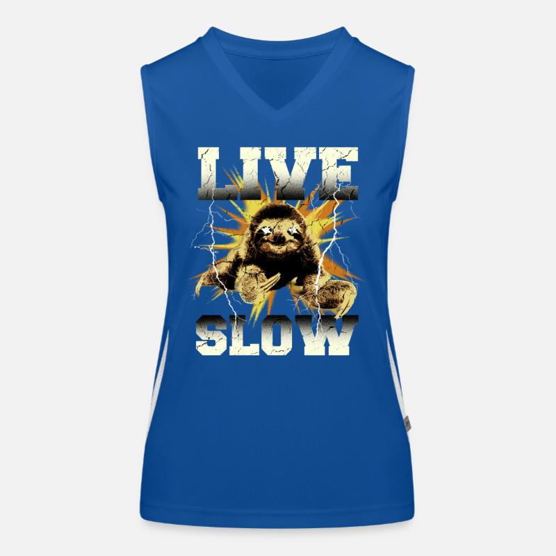 Live Slow Sloth Graphic Women's Functional Contrast Tank Top