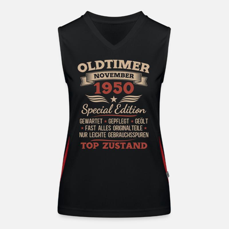 75. Geburtstag Geschenk Oldtimer November 1950 Funktionelles Kontrast-Tank Top für Frauen
