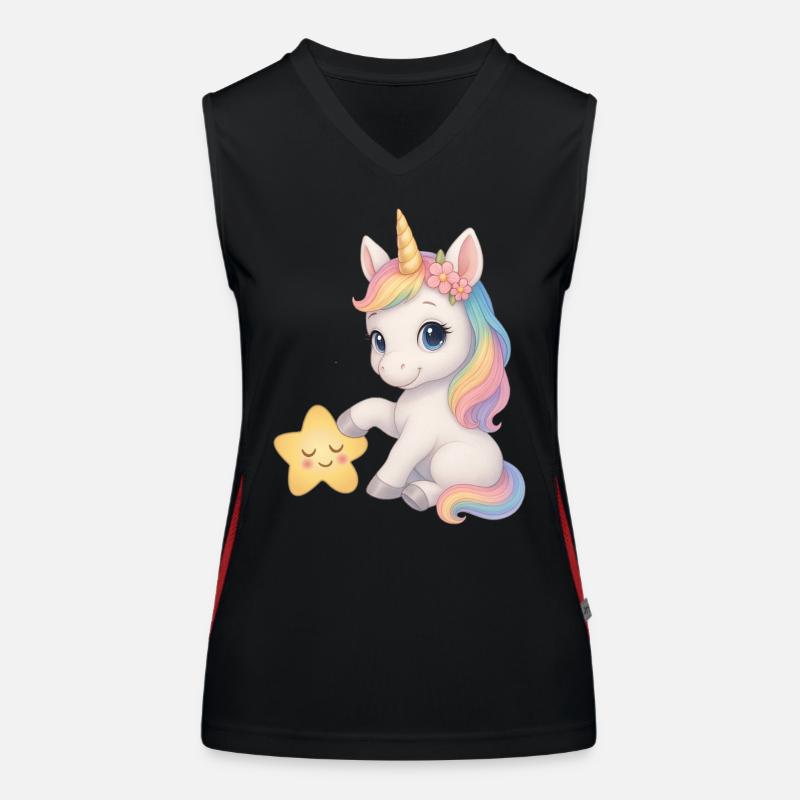 Regenbogen Mädchen Einhorn Unicorn Funktionelles Kontrast-Tank Top für Frauen