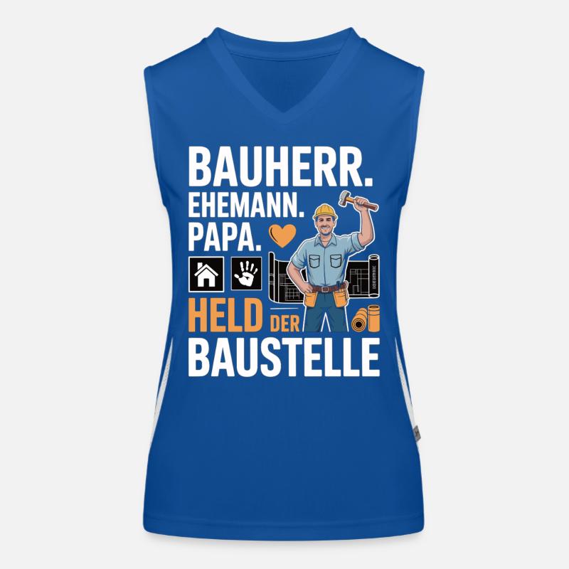 Hero of the construction site – dad, husband & builder Women's Functional Contrast Tank Top