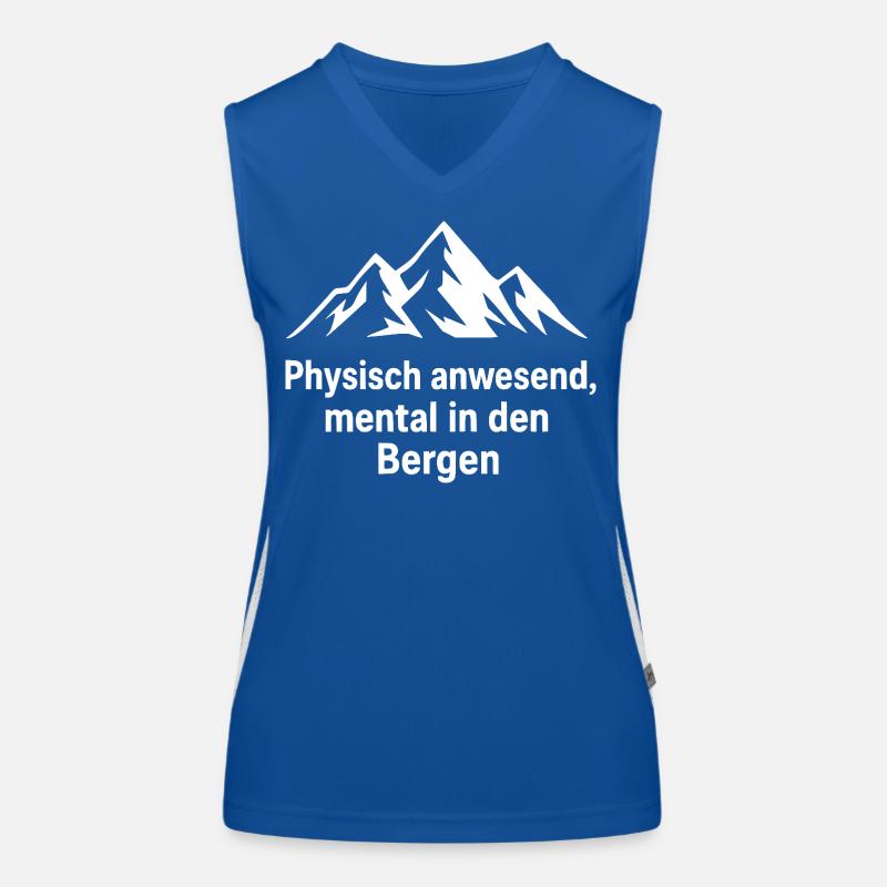 Hiking Mountains Saying Physically Present Women's Functional Contrast Tank Top