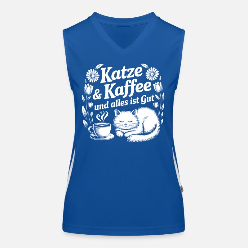 Cat & Coffee Snuggle Design Women's Functional Contrast Tank Top