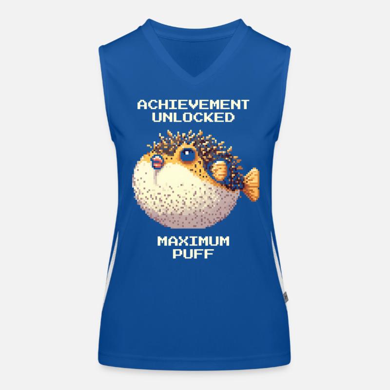 Achievement: Maximum Fluff | Puffer Fish RPG Women's Functional Contrast Tank Top