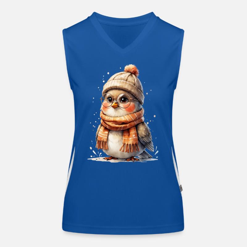 Winterhühnerchen mit Mütze und Schal Funktionelles Kontrast-Tank Top für Frauen