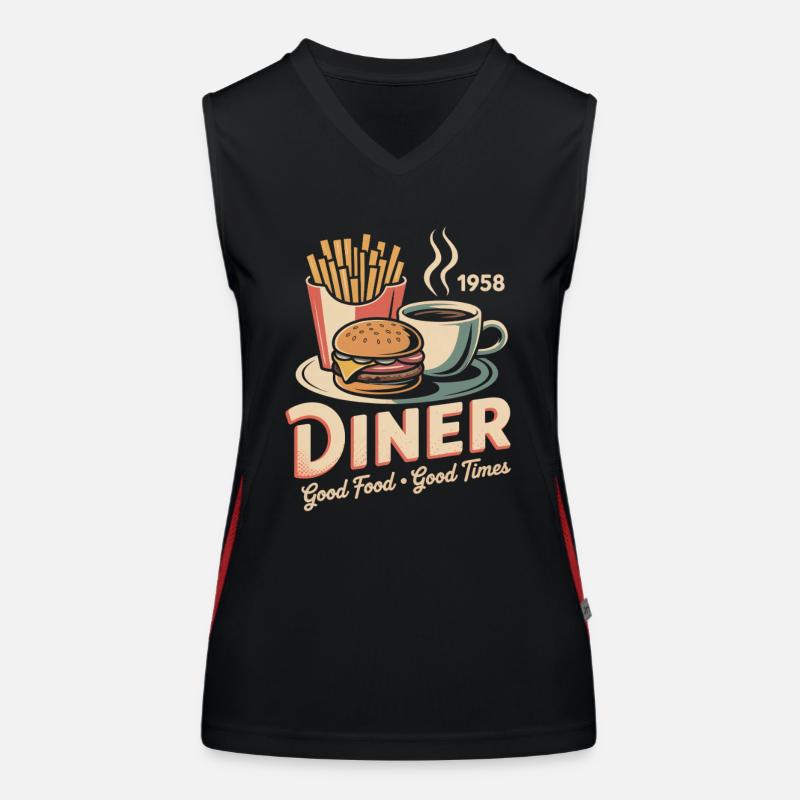 Vintage Diner Advertising Women's Functional Contrast Tank Top