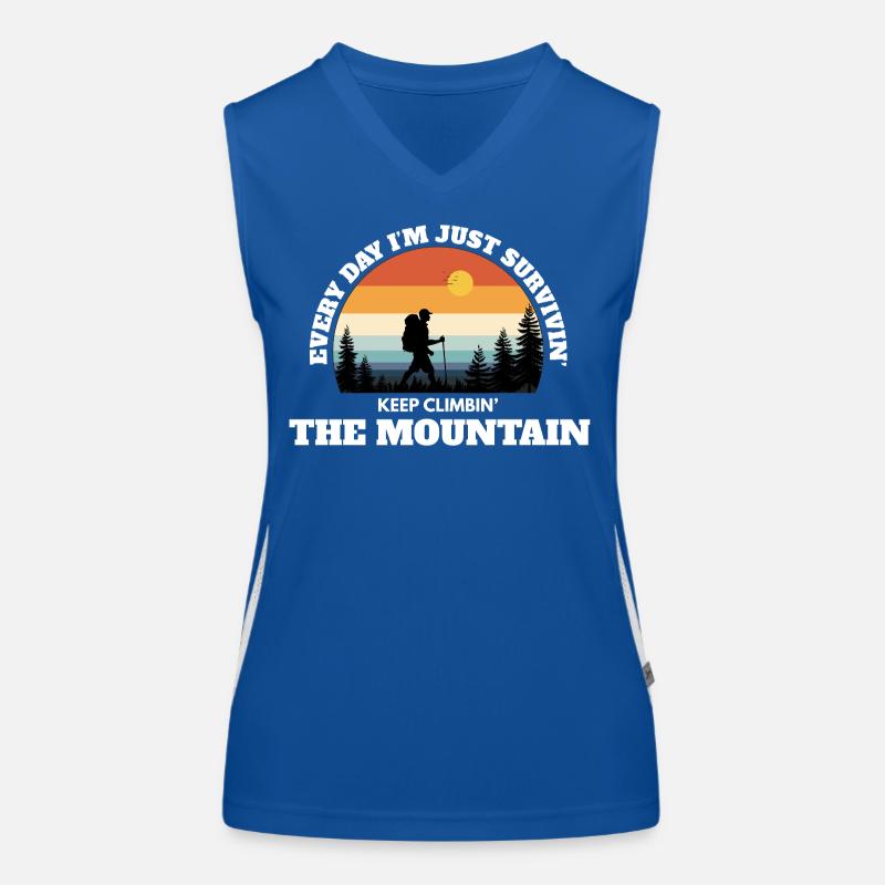 Weiter den Berg erklimmen – Deep Adventure Sunset Funktionelles Kontrast-Tank Top für Frauen