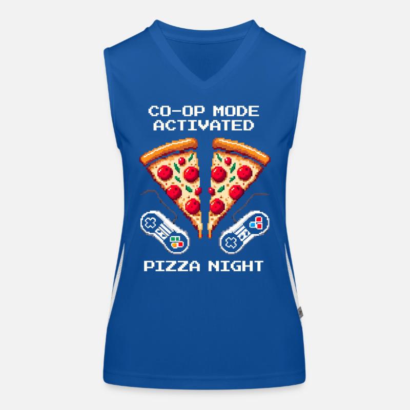 Co-Op Activated: Pizza Night | Multiplayer Gaming Women's Functional Contrast Tank Top