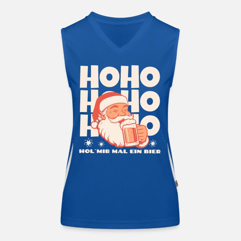 Ho Ho Hol mir mal ein Bier lustiger Weihnachtsmann Funktionelles Kontrast-Tank Top für Frauen