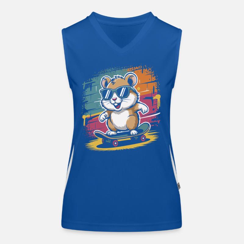 Bunter Skate-Hamster mit Sonnenbrille Funktionelles Kontrast-Tank Top für Frauen