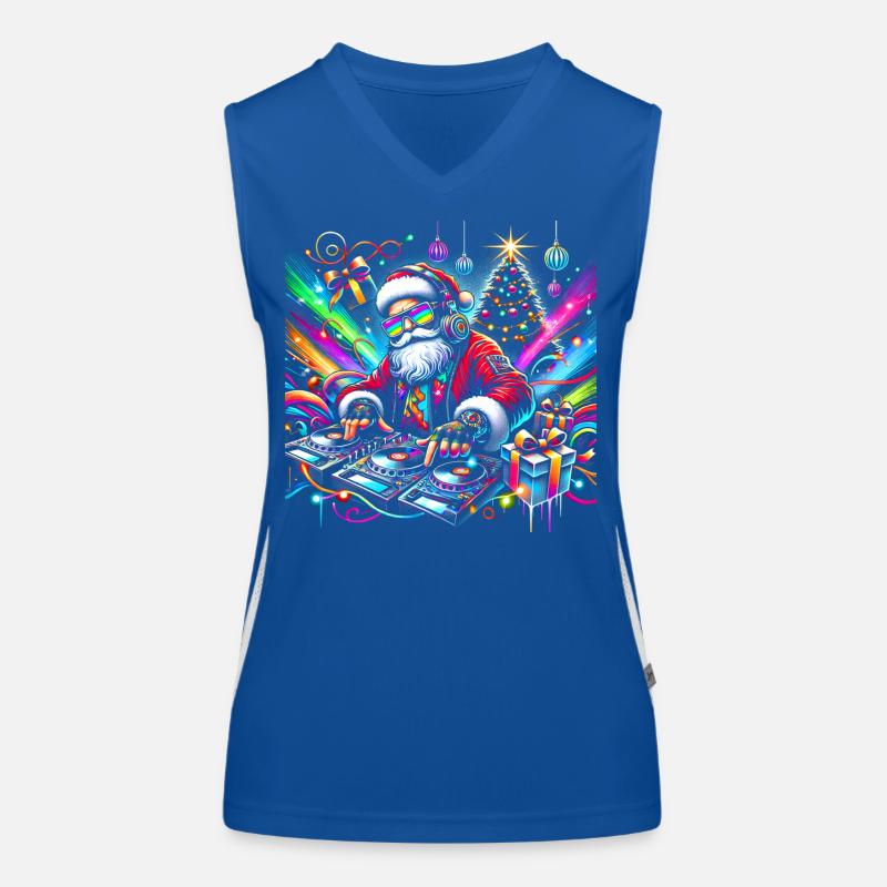 Neon Santa DJ Christmas Pulse Women's Functional Contrast Tank Top