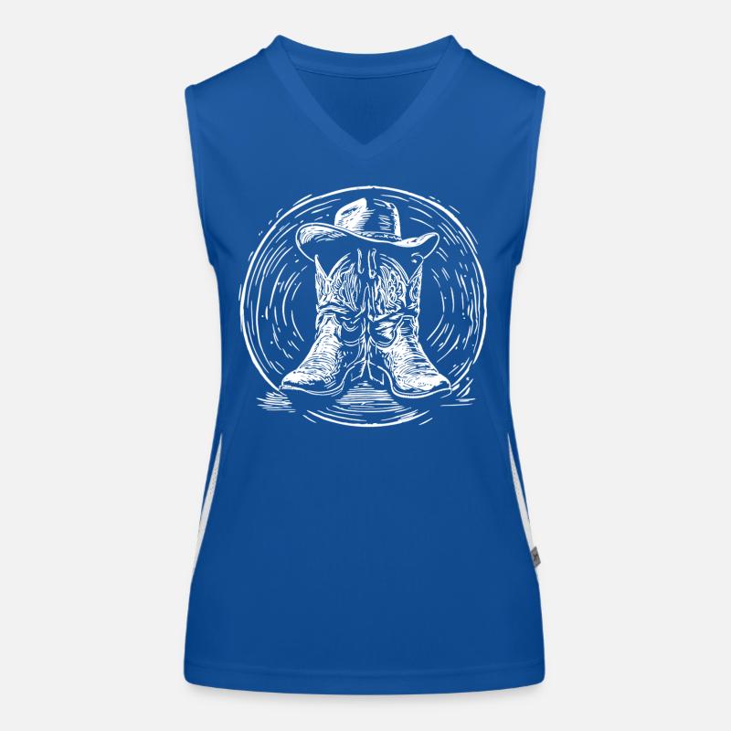 Western boots in a whirling circle Women's Functional Contrast Tank Top