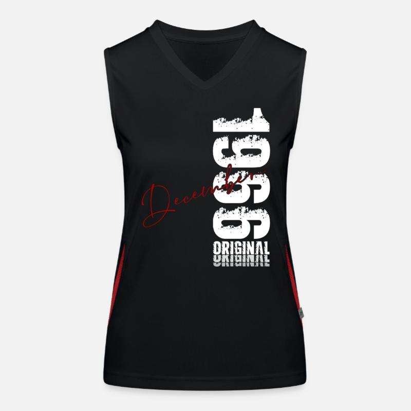 60th Birthday Original December Volume 1966 - Women's Functional Contrast Tank Top - black/red