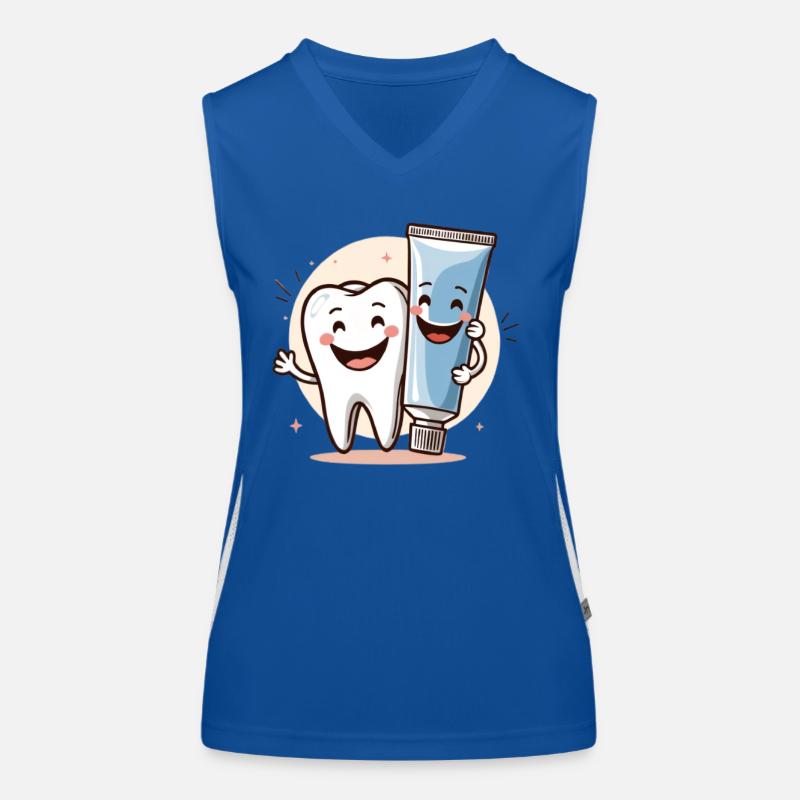 Smiling tooth with toothpaste Women's Functional Contrast Tank Top
