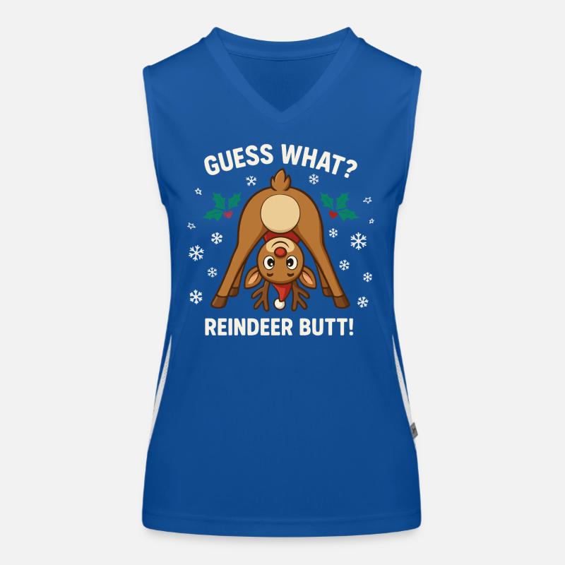 Guess What Rentier Hintern Weihnachtswitz Funktionelles Kontrast-Tank Top für Frauen