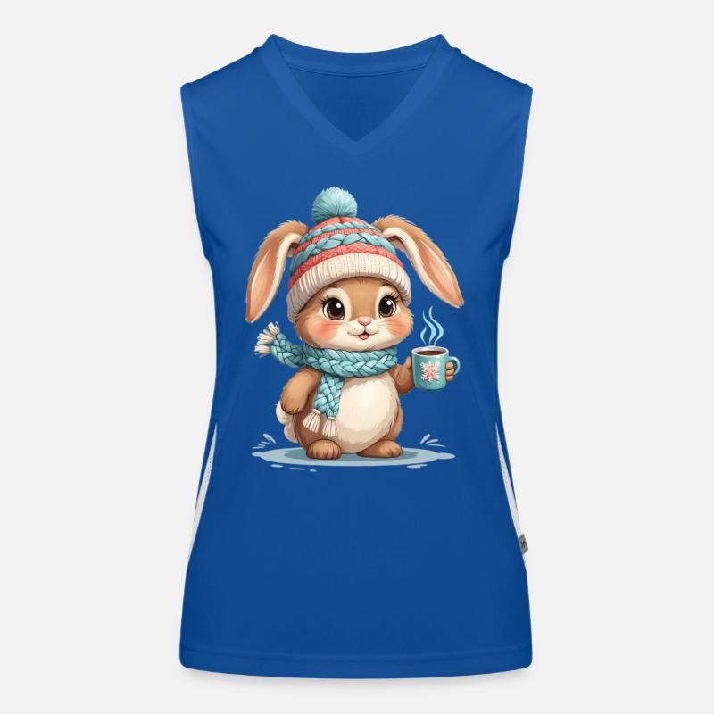 Winterhase mit Schal und Tee Funktionelles Kontrast-Tank Top für Frauen