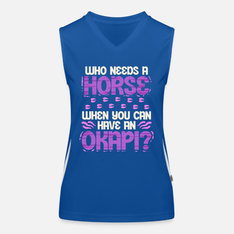 Okapi Tier Who Needs A Horse? Funktionelles Kontrast-Tank Top für Frauen