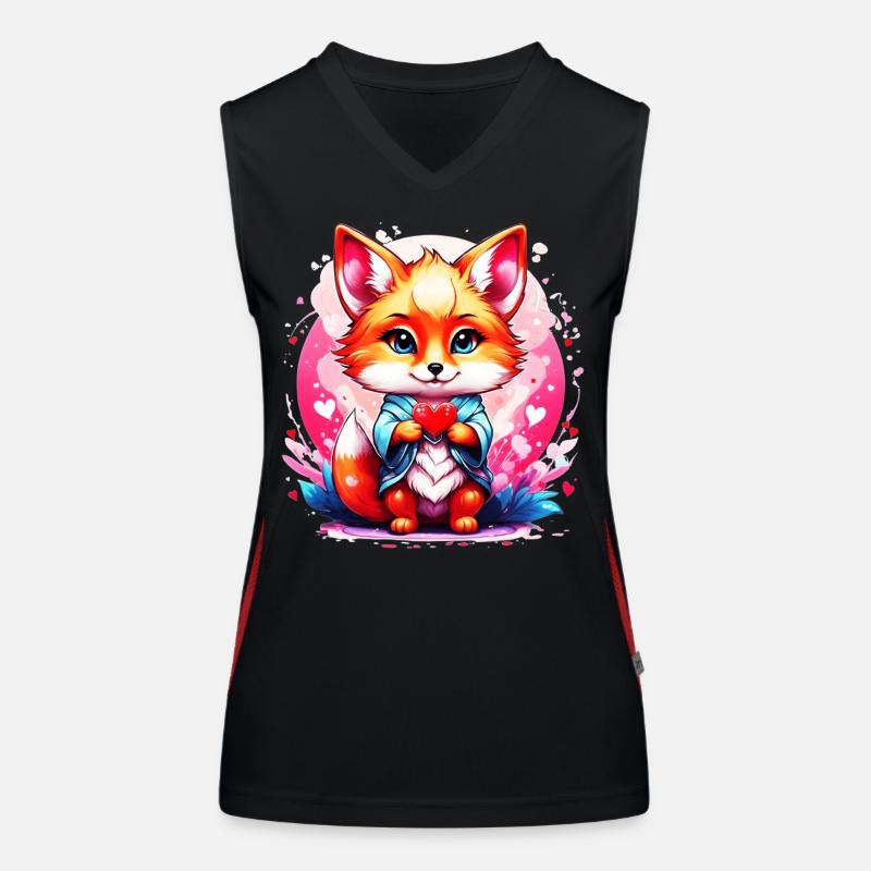 Kawaii Chibi Fox Débardeur respirant contrasté Femme
