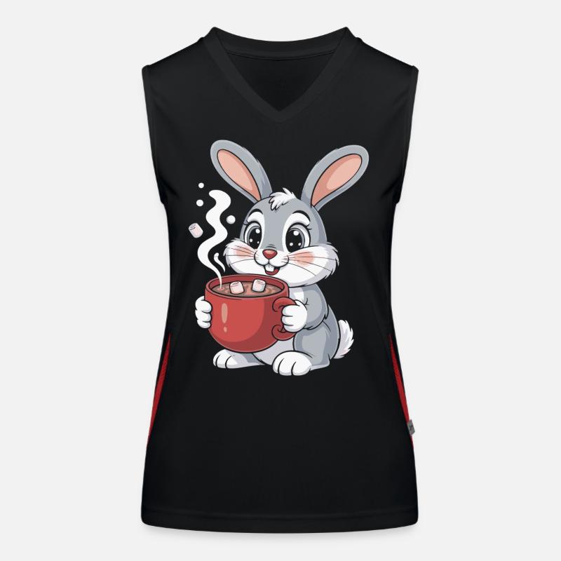 Cuddly bunny with coffee mug - Women's Functional Contrast Tank Top - black/red