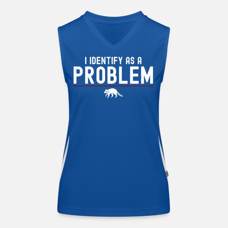 Ich identifiziere mich als Problem – sarkastischer, lustiger Waschbär Funktionelles Kontrast-Tank Top für Frauen