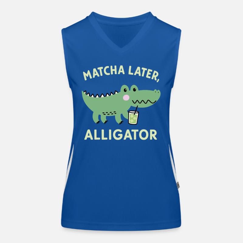 Matcha Later, Aligator – Japanese Tea Trend Spruch Funktionelles Kontrast-Tank Top für Frauen