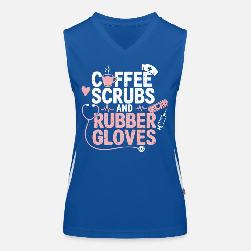 Kaffee Scrubs und Gummihandschuhe Funktionelles Kontrast-Tank Top für Frauen