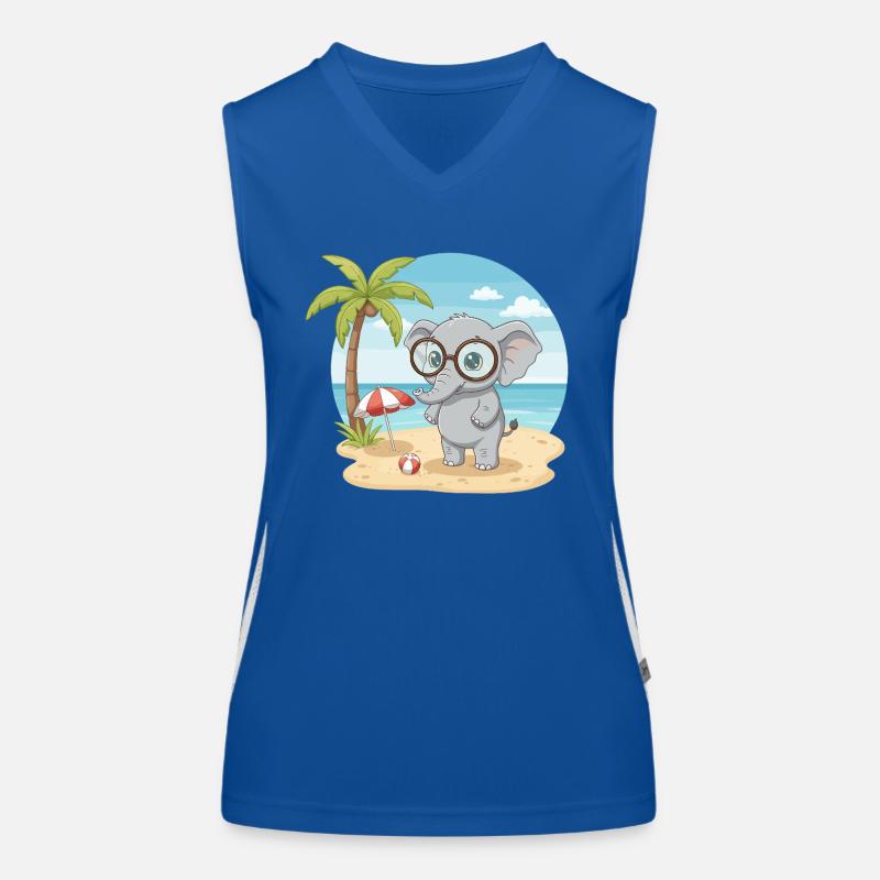 Süßer Elefant mit Brille Strandsommerurlaub Funktionelles Kontrast-Tank Top für Frauen