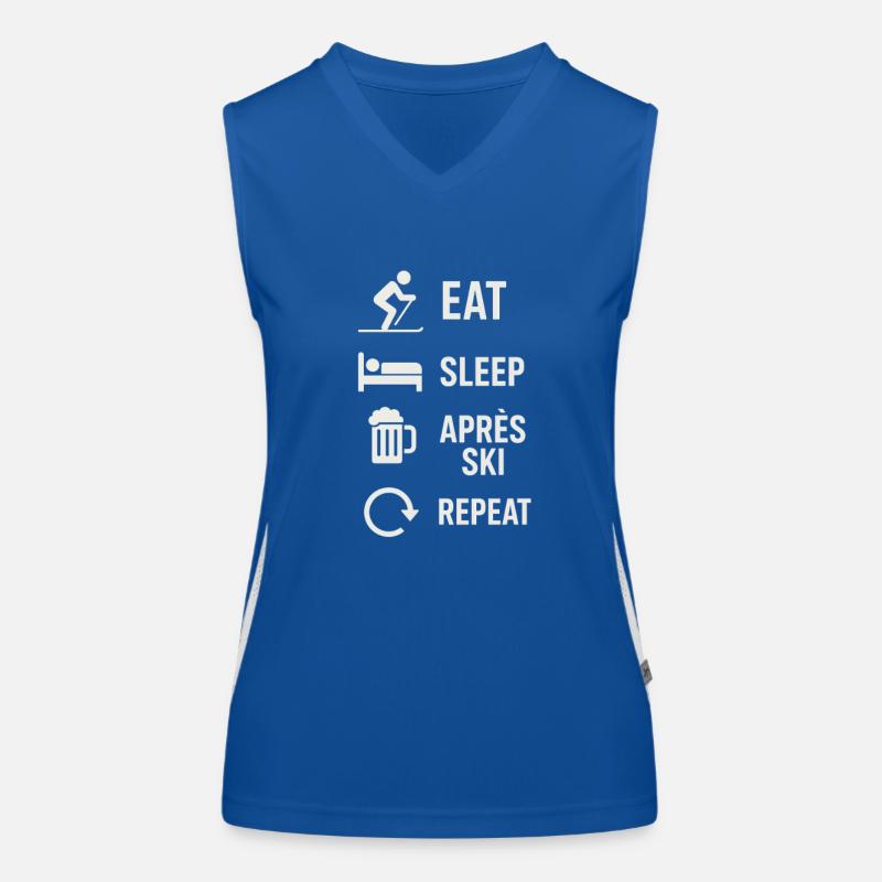 Eat Sleep Après Ski Repeat Funktionelles Kontrast-Tank Top für Frauen