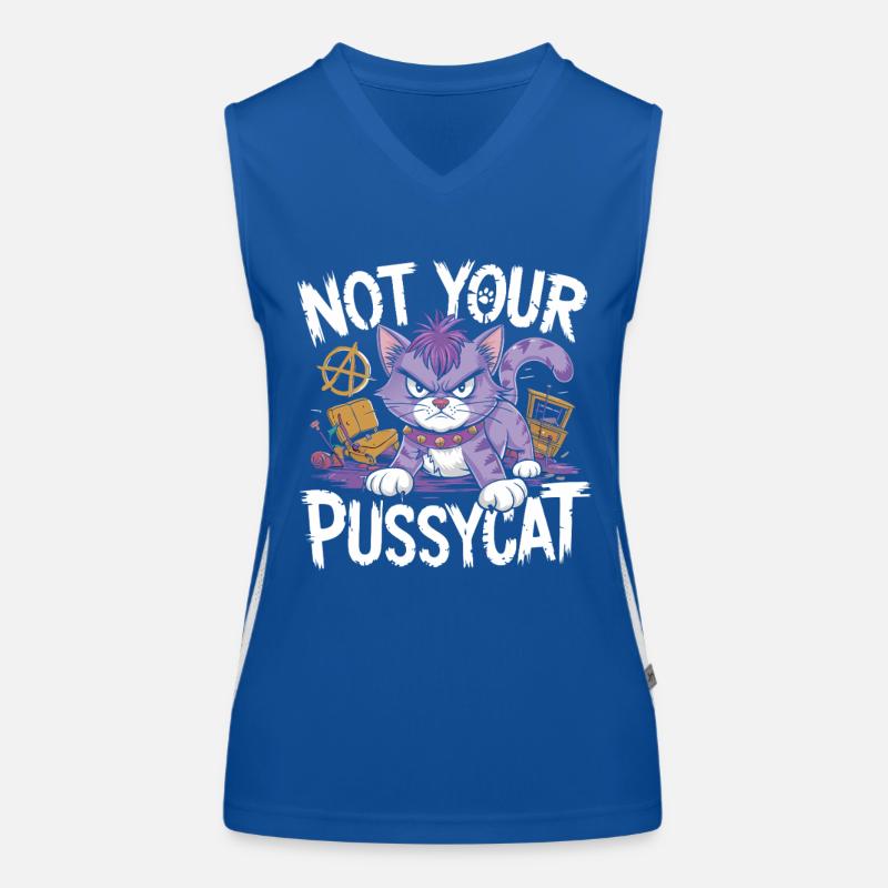 Rebellische Katze mit Punk-Attitüde Funktionelles Kontrast-Tank Top für Frauen