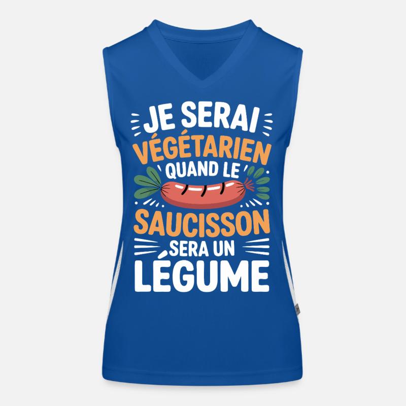 Humour Saucisson – Jamais Végétarien Débardeur respirant contrasté Femme