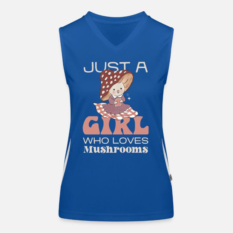 Mädchen liebt Pilze - Illustration Funktionelles Kontrast-Tank Top für Frauen