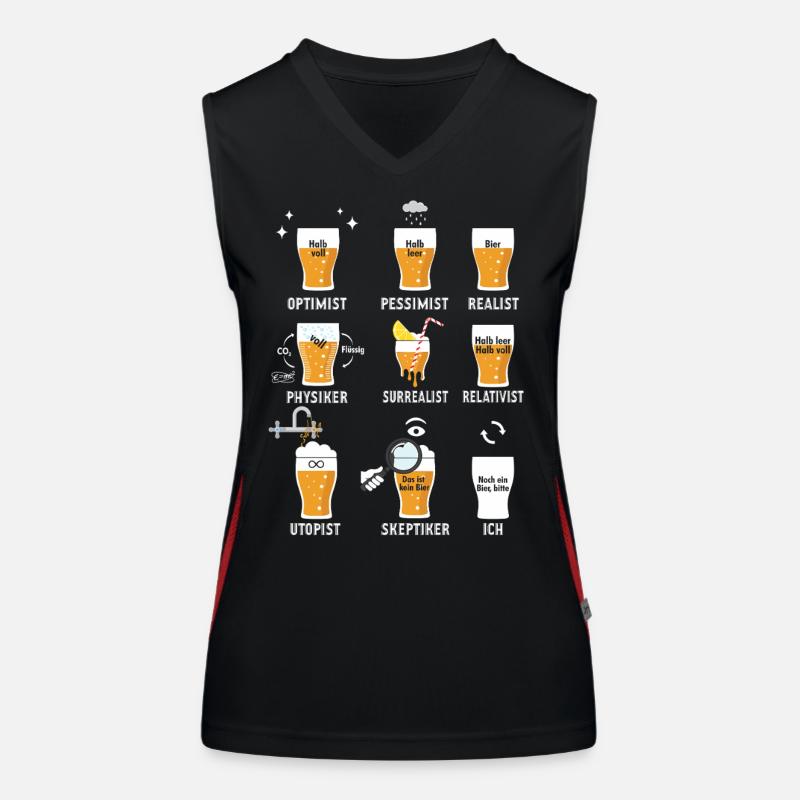 Cadeau de bière Citation à moitié entière Sarcasme Humour de nerd Débardeur respirant contrasté Femme