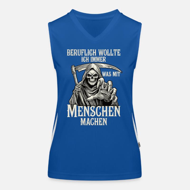 Beruflich was mit Menschen... (Sensenmann) Funktionelles Kontrast-Tank Top für Frauen