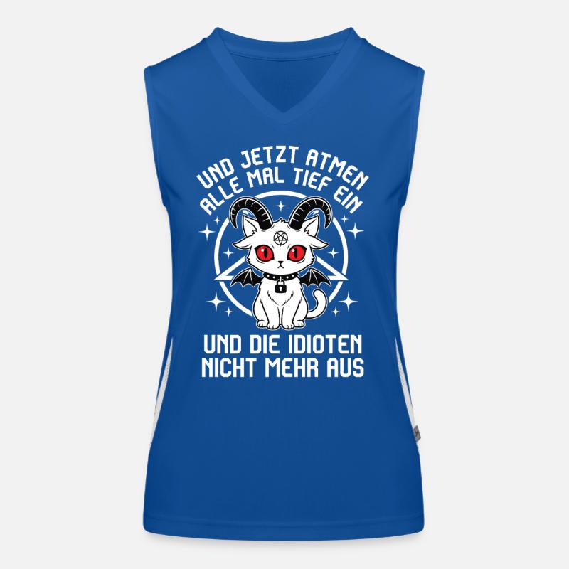 Tief einatmen – Idioten nicht ausatmen Funktionelles Kontrast-Tank Top für Frauen