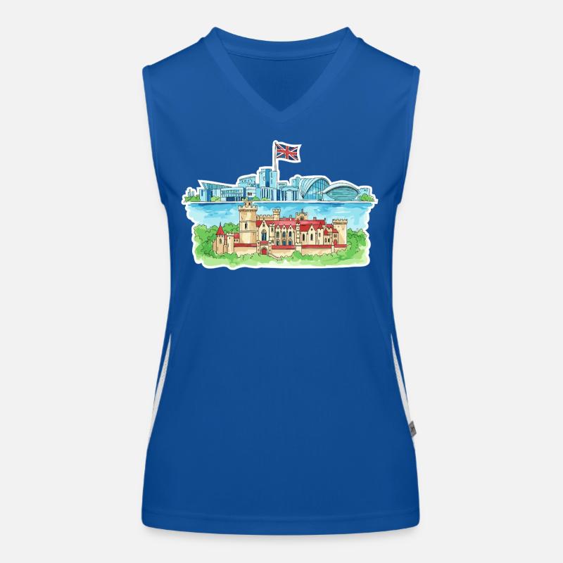 Cardiff Skyline Castle Millennium Centre Wales Kunst Funktionelles Kontrast-Tank Top für Frauen