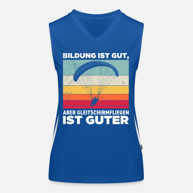 Gleitschirmflieger BILDUNG IST GUT PARAGLIDING Funktionelles Kontrast-Tank Top für Frauen