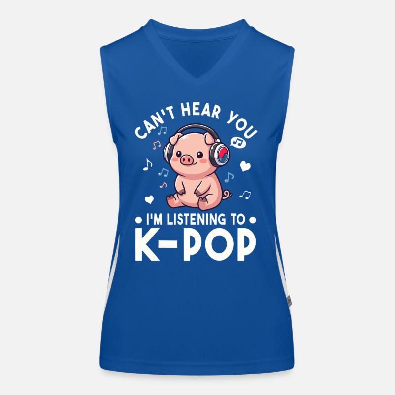 K-Pop Piggy – Conception des éventails de musique Kawaii Débardeur respirant contrasté Femme