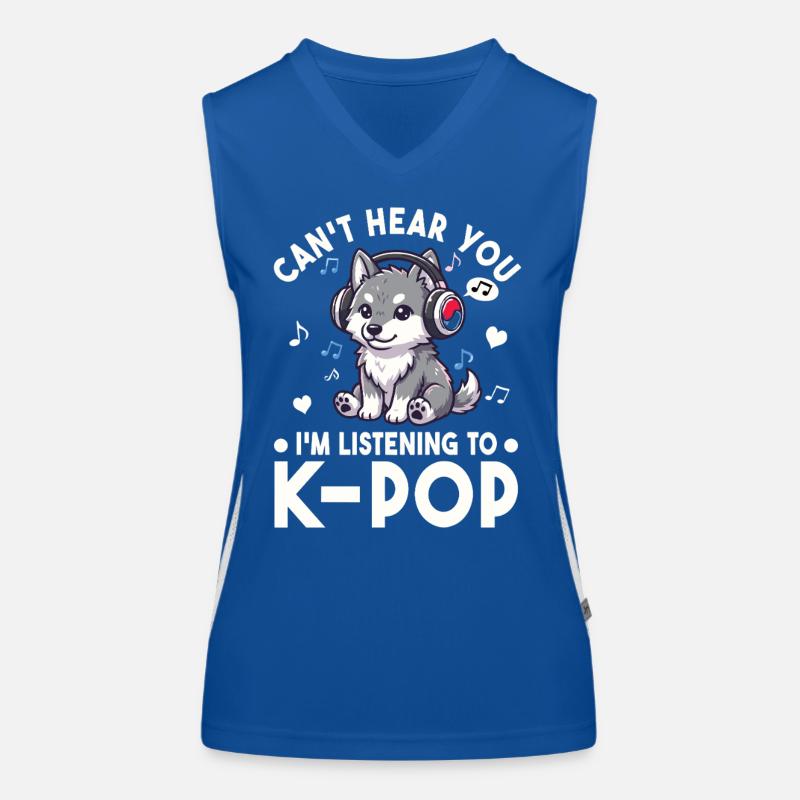 K-Pop Wolf Welpe – Süßes Musik Fan Statement Funktionelles Kontrast-Tank Top für Frauen