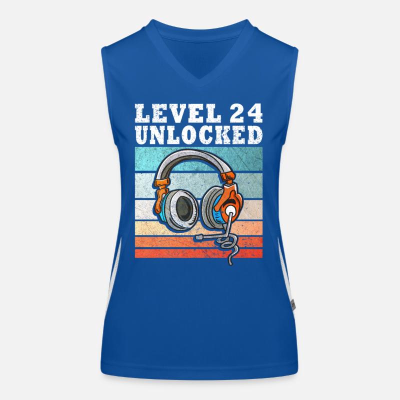 Level 24 Unlocked Kopfhörer Funktionelles Kontrast-Tank Top für Frauen