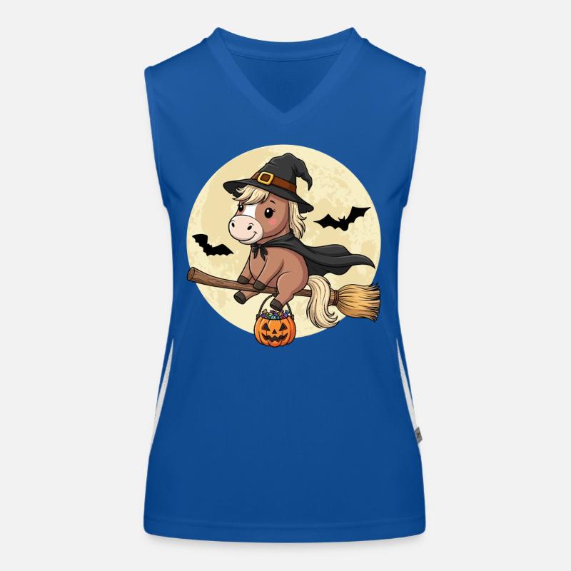 Mignonne Sorcière Cheval Poney d’Halloween Débardeur respirant contrasté Femme