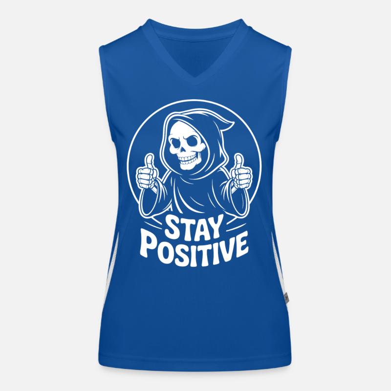 Skeleton Grim Reaper Stay Positive Women's Functional Contrast Tank Top