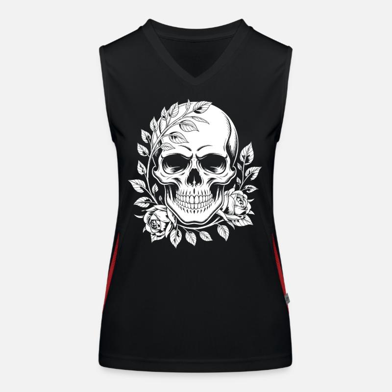 Skull with Flower Wreath Women's Functional Contrast Tank Top