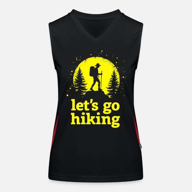 Let's go hiking mountaineer hiker silhouette Women's Functional Contrast Tank Top