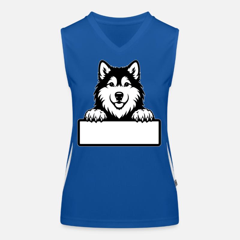 Alaskan Malamute Puppy Name Tag black and white Women's Functional Contrast Tank Top
