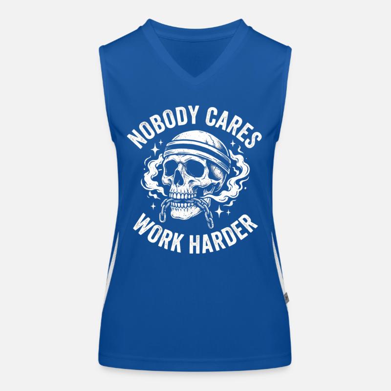 Skull with helmet: Work harder Women's Functional Contrast Tank Top
