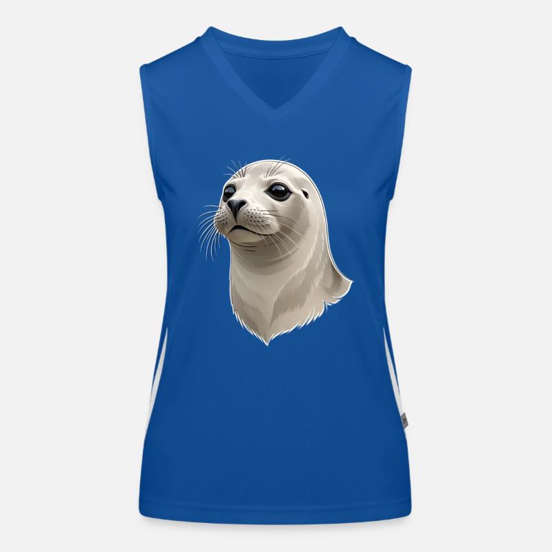 Seehund Kopf Illustration Funktionelles Kontrast-Tank Top für Frauen