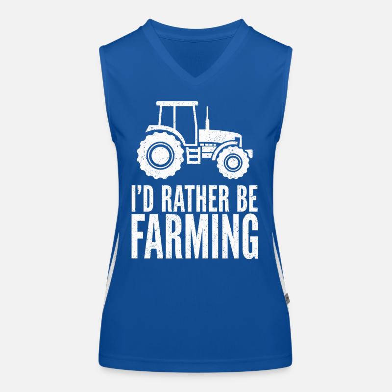 Traktor Fan Spruch I'D RATHER BE FARMING Funktionelles Kontrast-Tank Top für Frauen